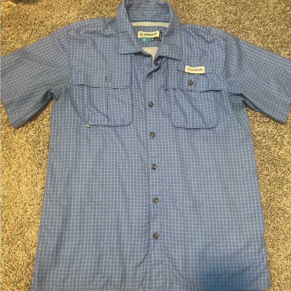 Magellan Outdoors Men's Blue Checkered Shirt